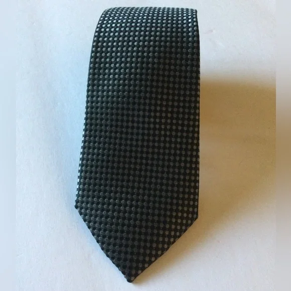 NORDSTROM NENS SILK TIE BLACK GRAY SMALL CHECK NEW
